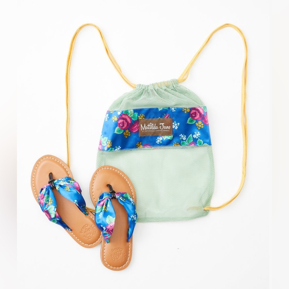 Matilda Jane Blue & Pink The Seashore Sandal and Drawstring Bag